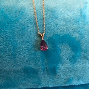 Purple necklace with gold colored chain